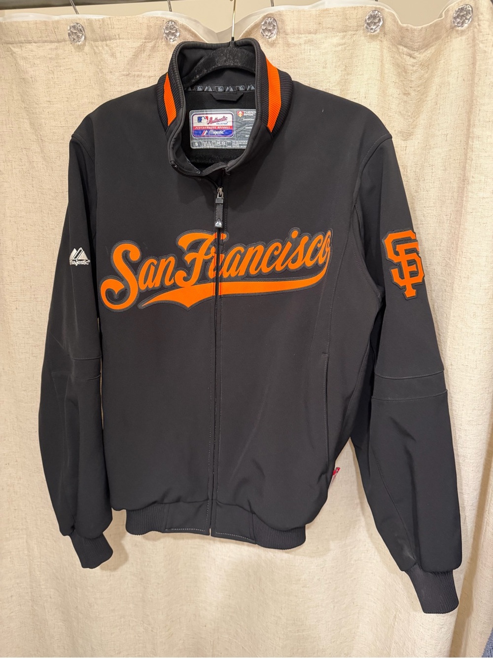 Majestic Black and Orange San Francisco Varsity Jacket